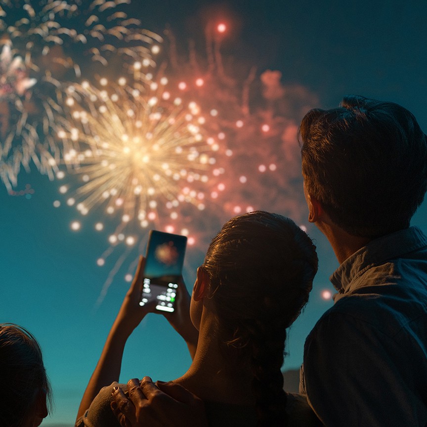 4th of July firework with a family
